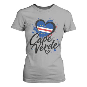 Cape Verde Flag Heart T Shirt For Women Cabo Verde Pride Verdean Love