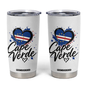 Cape Verde Flag Heart Tumbler Cup Cabo Verde Pride Verdean Love TS02 White Print Your Wear