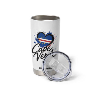 Cape Verde Flag Heart Tumbler Cup Cabo Verde Pride Verdean Love TS02 Print Your Wear