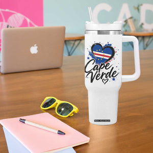 Cape Verde Flag Heart Tumbler With Handle Cabo Verde Pride Verdean Love TS02 Print Your Wear