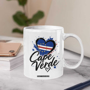 Cape Verde Flag Heart Coffee Mug Cabo Verde Pride Verdean Love TS02 Print Your Wear