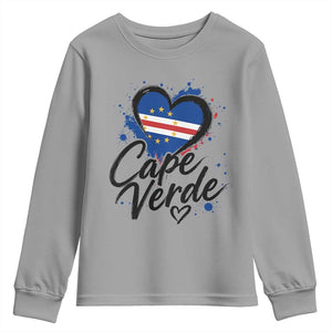 Cape Verde Flag Heart Youth Sweatshirt Cabo Verde Pride Verdean Love