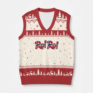 Funny Norway Flag Ro Ro Typography Graphic V-Neck Knit Sweater Vest Norge Norwegian Flag Football Fans TS02 Beige Red Print Your Wear