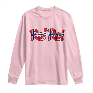 Funny Norway Flag Ro Ro Typography Graphic Long Sleeve Shirt Norge Norwegian Flag Football Fans TS02 Light Pink Print Your Wear