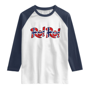 Funny Norway Flag Ro Ro Typography Graphic Raglan Shirt Norge Norwegian Flag Football Fans TS02 White Navy Print Your Wear