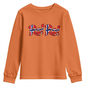 Funny Norway Flag Ro Ro Typography Graphic Youth Sweatshirt Norge Norwegian Flag Football Fans TS02 Orange Print Your Wear