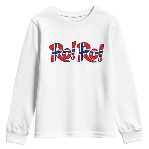 Funny Norway Flag Ro Ro Typography Graphic Youth Sweatshirt Norge Norwegian Flag Football Fans TS02 White Print Your Wear