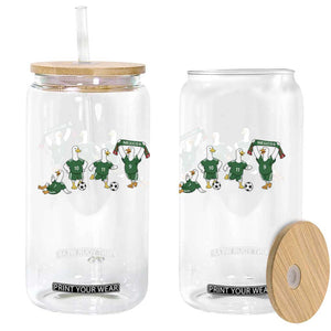 Funny Mexico Merlin the Duck Playing Soccer Graphic Glass Can Mexican Spirit Football Fans Cheer TS02 Print Your Wear