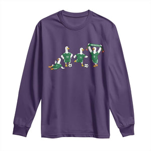 Funny Mexico Merlin the Duck Playing Soccer Graphic Long Sleeve Shirt Mexican Spirit Football Fans Cheer TS02 Purple Print Your Wear