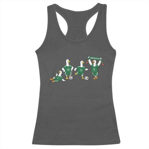 Funny Mexico Merlin the Duck Playing Soccer Graphic Racerback Tank Top Mexican Spirit Football Fans Cheer TS02 Dark Heather Print Your Wear