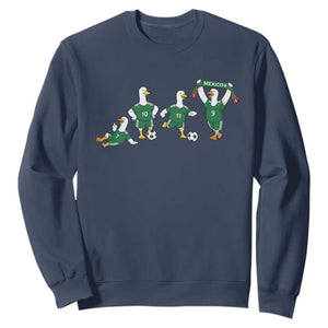 Funny Mexico Merlin the Duck Playing Soccer Graphic Sweatshirt Mexican Spirit Football Fans Cheer TS02 Navy Print Your Wear