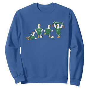 Funny Mexico Merlin the Duck Playing Soccer Graphic Sweatshirt Mexican Spirit Football Fans Cheer TS02 Royal Blue Print Your Wear