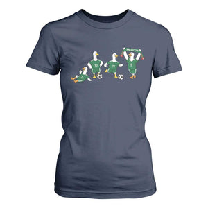 Funny Mexico Merlin the Duck Playing Soccer Graphic T Shirt For Women Mexican Spirit Football Fans Cheer TS02 Navy Print Your Wear