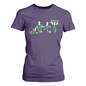 Funny Mexico Merlin the Duck Playing Soccer Graphic T Shirt For Women Mexican Spirit Football Fans Cheer TS02 Purple Print Your Wear