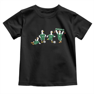 Funny Mexico Merlin the Duck Playing Soccer Graphic Toddler T Shirt Mexican Spirit Football Fans Cheer TS02 Black Print Your Wear