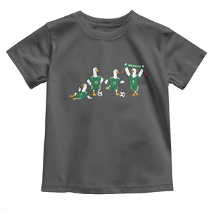 Funny Mexico Merlin the Duck Playing Soccer Graphic Toddler T Shirt Mexican Spirit Football Fans Cheer TS02 Dark Heather Print Your Wear