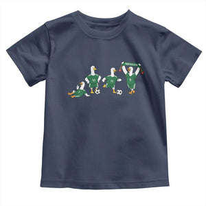 Funny Mexico Merlin the Duck Playing Soccer Graphic Toddler T Shirt Mexican Spirit Football Fans Cheer TS02 Navy Print Your Wear