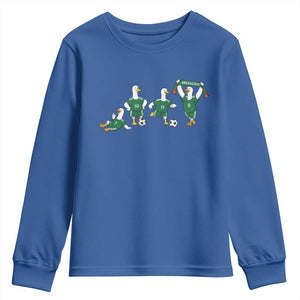 Funny Mexico Merlin the Duck Playing Soccer Graphic Youth Sweatshirt Mexican Spirit Football Fans Cheer TS02 Royal Blue Print Your Wear