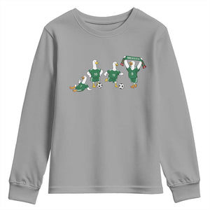 Funny Mexico Merlin the Duck Playing Soccer Graphic Youth Sweatshirt Mexican Spirit Football Fans Cheer TS02 Sport Gray Print Your Wear