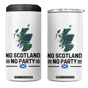 No Scotland No Party Tartan Plaid and Map 4 in 1 Can Cooler Tumbler Vintage Scottish Football Supporter Sports Fans Spirit TS02 One Size: 16 oz White Print Your Wear