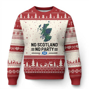 No Scotland No Party Tartan Plaid and Map Ugly Christmas Sweater Vintage Scottish Football Supporter Sports Fans Spirit TS02 Beige Red Print Your Wear