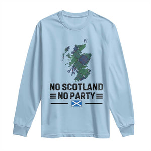 No Scotland No Party Tartan Plaid and Map Long Sleeve Shirt Vintage Scottish Football Supporter Sports Fans Spirit TS02 Light Blue Print Your Wear