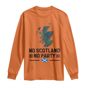 No Scotland No Party Tartan Plaid and Map Long Sleeve Shirt Vintage Scottish Football Supporter Sports Fans Spirit TS02 Orange Print Your Wear