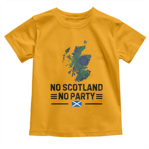 No Scotland No Party Tartan Plaid and Map Toddler T Shirt Vintage Scottish Football Supporter Sports Fans Spirit TS02 Gold Print Your Wear