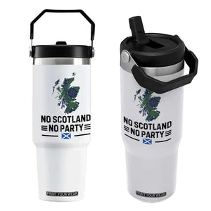 No Scotland No Party Tartan Plaid and Map Flip Straw Tumbler Vintage Scottish Football Supporter Sports Fans Spirit TS02 One Size: 30 oz White Print Your Wear