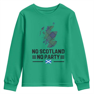 No Scotland No Party Tartan Plaid and Map Youth Sweatshirt Vintage Scottish Football Supporter Sports Fans Spirit TS02 Irish Green Print Your Wear