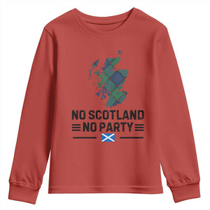 No Scotland No Party Tartan Plaid and Map Youth Sweatshirt Vintage Scottish Football Supporter Sports Fans Spirit TS02 Red Print Your Wear