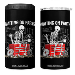Waiting On Parts Skeleton Mechanic 4 in 1 Can Cooler Tumbler Funny Sarcastic Auto Garage Repair Tech