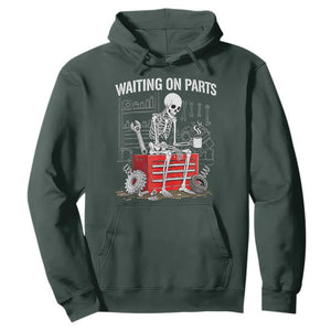 Waiting On Parts Skeleton Mechanic Hoodie Funny Sarcastic Auto Garage Repair Tech