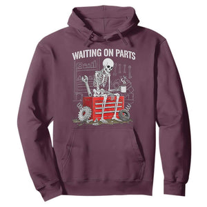 Waiting On Parts Skeleton Mechanic Hoodie Funny Sarcastic Auto Garage Repair Tech