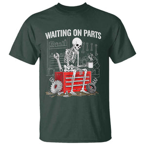 Waiting On Parts Skeleton Mechanic T Shirt Funny Sarcastic Auto Garage Repair Tech