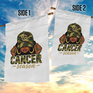 Zodiac Queen Cancer Season Retro Camo Camouflage Graphic Garden Flag June July Horoscope Birthday Gift Melanin Women