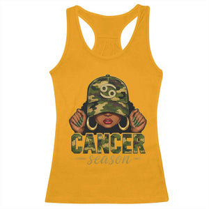 Zodiac Queen Cancer Season Retro Camo Camouflage Graphic Racerback Tank Top June July Horoscope Birthday Gift Melanin Women