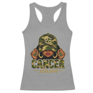 Zodiac Queen Cancer Season Retro Camo Camouflage Graphic Racerback Tank Top June July Horoscope Birthday Gift Melanin Women