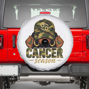 Zodiac Queen Cancer Season Retro Camo Camouflage Graphic Spare Tire Cover June July Horoscope Birthday Gift Melanin Women