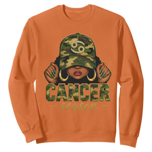 Zodiac Queen Cancer Season Retro Camo Camouflage Graphic Sweatshirt June July Horoscope Birthday Gift Melanin Women