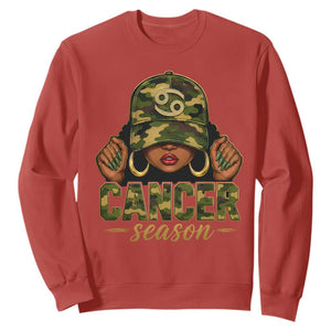 Zodiac Queen Cancer Season Retro Camo Camouflage Graphic Sweatshirt June July Horoscope Birthday Gift Melanin Women