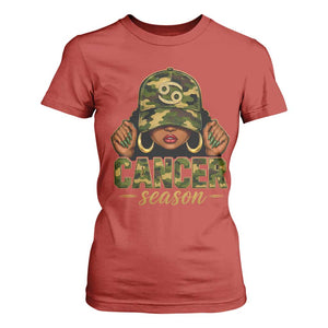 Zodiac Queen Cancer Season Retro Camo Camouflage Graphic T Shirt For Women June July Horoscope Birthday Gift Melanin Women