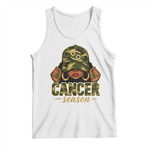Zodiac Queen Cancer Season Retro Camo Camouflage Graphic Tank Top June July Horoscope Birthday Gift Melanin Women
