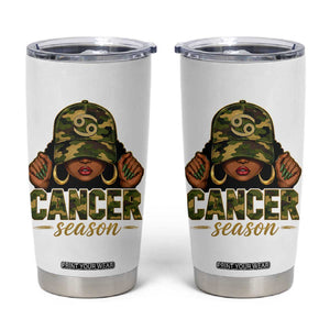 Zodiac Queen Cancer Season Retro Camo Camouflage Graphic Tumbler Cup June July Horoscope Birthday Gift Melanin Women