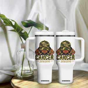Zodiac Queen Cancer Season Retro Camo Camouflage Graphic Tumbler With Handle June July Horoscope Birthday Gift Melanin Women