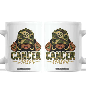 Zodiac Queen Cancer Season Retro Camo Camouflage Graphic Coffee Mug June July Horoscope Birthday Gift Melanin Women