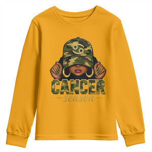 Zodiac Queen Cancer Season Retro Camo Camouflage Graphic Youth Sweatshirt June July Horoscope Birthday Gift Melanin Women