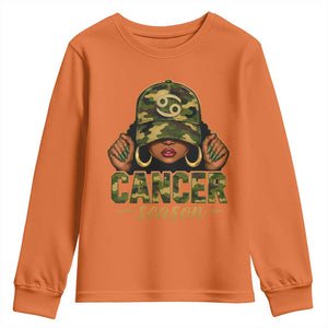 Zodiac Queen Cancer Season Retro Camo Camouflage Graphic Youth Sweatshirt June July Horoscope Birthday Gift Melanin Women