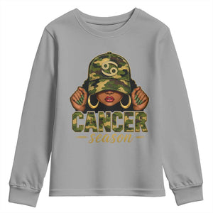 Zodiac Queen Cancer Season Retro Camo Camouflage Graphic Youth Sweatshirt June July Horoscope Birthday Gift Melanin Women