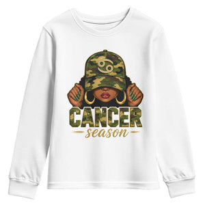 Zodiac Queen Cancer Season Retro Camo Camouflage Graphic Youth Sweatshirt June July Horoscope Birthday Gift Melanin Women